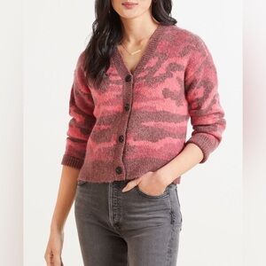 Rails Cynthia fuchsia pink camo wool alpaca blend button front cardigan